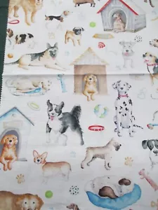 Fabric Red Rooster "Dogs Rule 1" 3 Pc Dog Heads Diff Dogs on White & Blue $3.50 - Picture 1 of 9