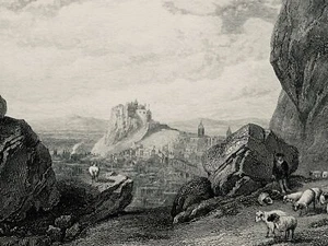 c1833 Scottish Antique Print EDINBURGH CASTLE by Clarkson Stanfield - Picture 1 of 3