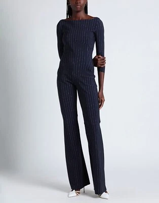 Macacão novo com etiquetas Chiara Boni La Petite Robe Elea listra de giz 8EUA/44IT azul marinho MSRP$750 - Imagem 1 de 4