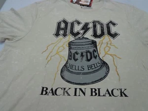 AC DC Back In Black Cream Color Short Sleeve Band T Shirt Size XL NEW - Picture 1 of 6