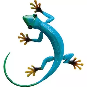 Garden Wall Art - Blue Gecko Azure - Hand Painted Lizard - Picture 1 of 1