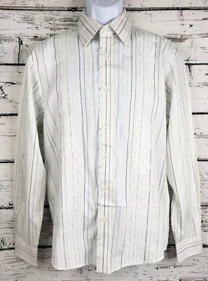 Marc Ecko Corte y Costura Manga Larga Rayas Bordado Botón Talla XL - NUEVO Foto 1 de 4