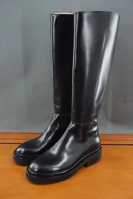 AllSaints Milo Shoes Women's 6 Black Leather Pull On Casual Knee High Tall Boots - Image 1 of 4