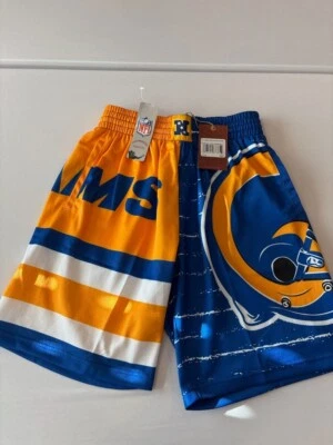 NUEVO NFL Mitchell Ness Los Angeles Rams Pantalones Cortos de Fútbol Pequeño Foto 1 de 4