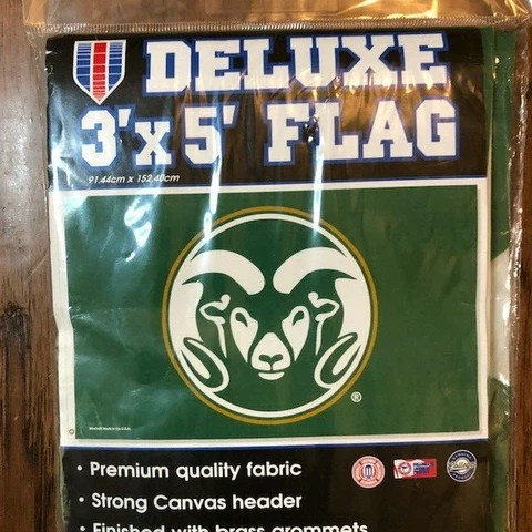 COLORADO STATE RAMS Logo  3'X5' Deluxe Flage NEW Wincraft Green/White Logo Cover