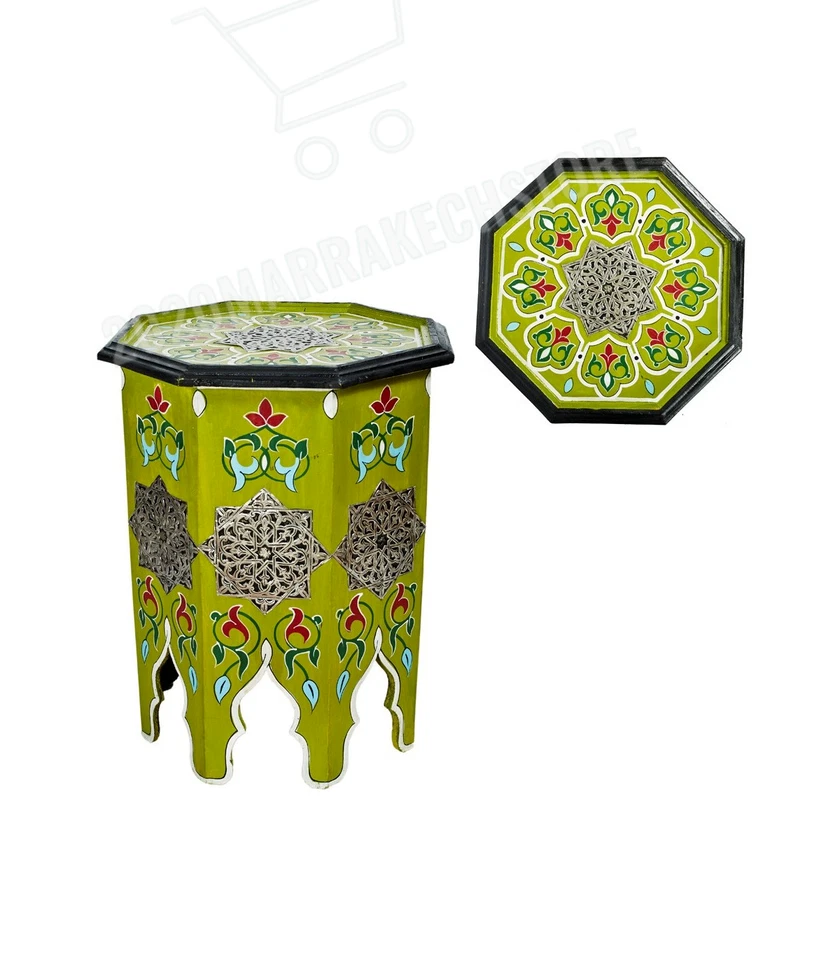 Moroccan hand-painted side table with Moorish designs,furniture living room Home - Image 1 of 4