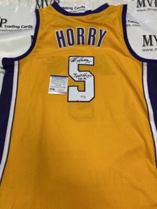 PSA/DNA Authentic Robert Horry Autograph Gold Los Angeles Lakers Jersey w/ 3 Pea - Picture 1 of 3