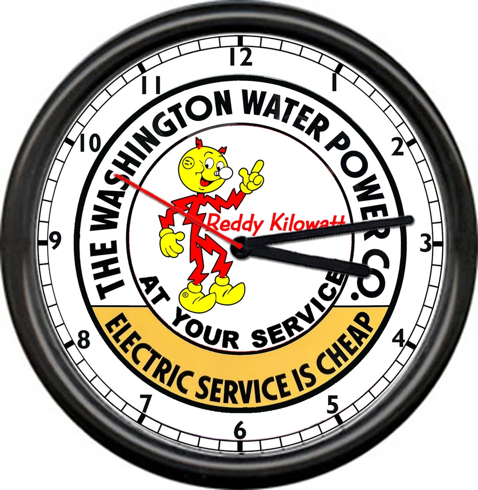 Reddy Kilowatt Washington Water Power Company Lineman Utility Sign Wall Clock - Image 1 of 1