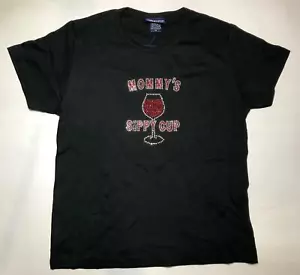 Mommy's Sippy Cup Wein rot Strass Kristalle Getränk lustig Damen Shirt S-3X - Bild 1 von 4