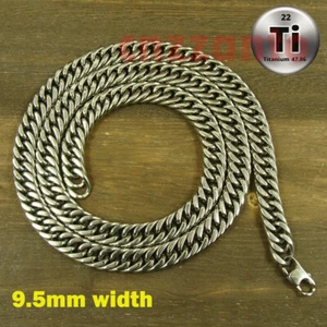 26.3" Pure Titanium Double ring Curb link chain Men necklace anti-allergy Ti192 - Picture 1 of 9