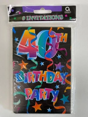 40th Birthday Party Invitations Invites (8 per pack) - Image 1 of 2