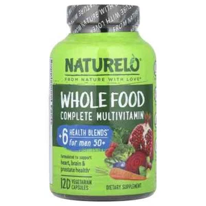 2 X NATURELO, Whole Food Multivitamin for Men 50+, 120 Vegetarian Capsules - Picture 1 of 2