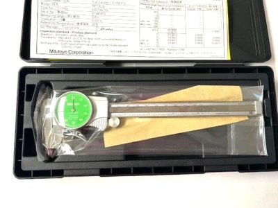 6" DIAL CALIPER .001" GRAD. MITUTOYO 505-742-53J  GREEN FACE - Image 1 of 4