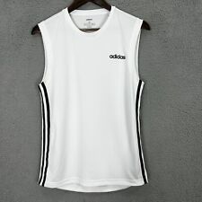 Adidas tank top mens small white black 3 stripe logo climalite gym training
