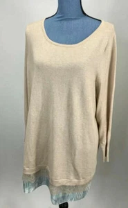 LOGO Lori Goldstein Damen Elfenbein Strick Oberteil Langarm Pullover Pullover Größe 2XP - Bild 1 von 6