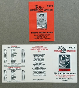 Lot 2 Dif 1977 PORTLAND MAVERICKS Minor League Schedule BOTH RED + WHITE version - Picture 1 of 3