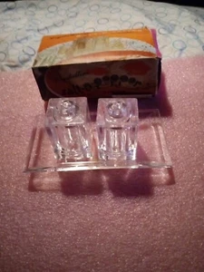 Vintage Kristall Salz & Pfefferstreuer mit Tablett  - Bild 1 von 8