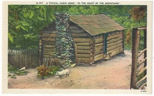 VTG Postcard - A Typical Cabin Home "In the Heart of the Mountains" - Bild 1 von 2
