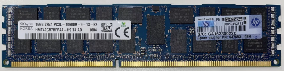 32GB (2 x 16GB) HP 647653 PC3-10600 DDR3-1333 Memory - Image 1 of 1