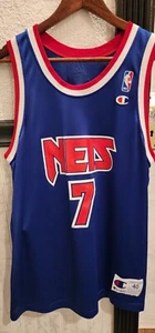 Vintage anni 90 NBA Champion New Jersey Nets Kenny Anderson 7 Blu 40 Uomo M 1991-95 Feltro - Foto 1 di 8