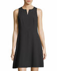 $151 Kensie Womens Black Crew-Neck Sleeveless A-Line Crepe Cocktail Dress Size M