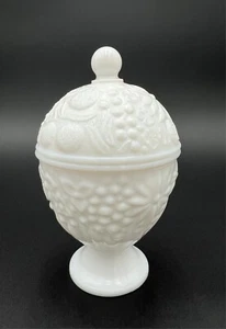 Vintage Avon weiß Milchglas Deckel Blume Standfuß Schale Waschtisch Dekor 6,25" - Bild 1 von 9