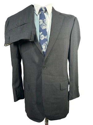 PRONTO UOMO Mens Gray Wool Classic Fit Pleated 2 Pc Suit 38R Jacket 30x29 Pant - Image 1 of 4