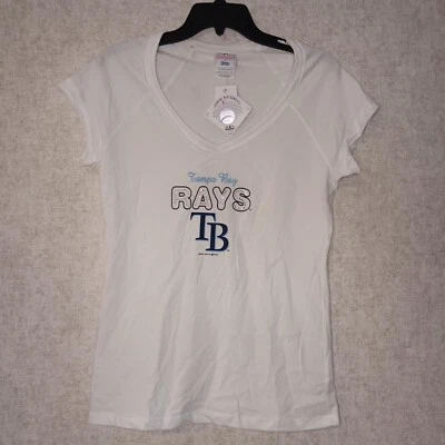Camiseta Feminina Tampa Bay Rays Branca Manga Curta MLB Feminina Campus Estilo de Vida - Imagem 1 de 4