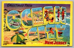Postcard Ocean City NJ c1955 Large Letter Greeings “Greetings from Ocean City” - Picture 1 of 2