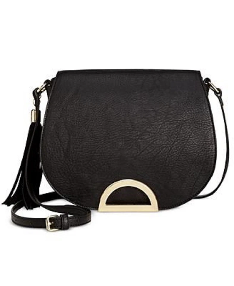Inc Trend Black Crossbody Purse Maraa Ring Saddle Bag Handbag A02