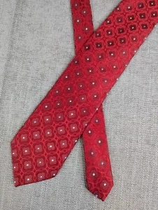 Ermenegildo Zegna Krawatte Rot Jacquard Geometrisch Strukturiert Seide Made Italy - Bild 1 von 4