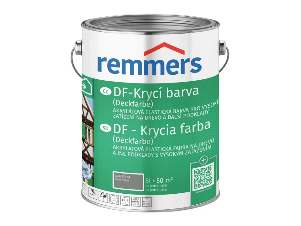 Remmers DF Deckfarbe 5l, Dunkelgrau – Innen/Außen Holzfarbe Wetterschutz - Bild 1 von 4