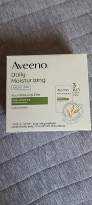 Barra de limpieza facial hidratante diaria Aveeno para piel seca, 3,5 oz x 3 Foto 1 de 4