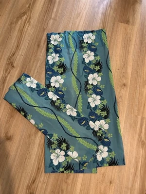 Aqua Hibiscus Hawaiian 2 Panel Kitchen Curtains 35”Length For 5’ Window 42 X 3 - Image 1 of 2