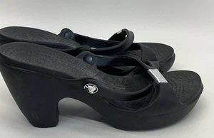 Crocs Cyprus Womens Size 7 Chunky High Heels Slip On Strappy Sandals Platform - Picture 1 of 10