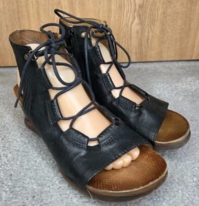 Miz Mooz Satine Size 41 US 10 Leather Sandals Heels Open Toe Wedge Lace Up Shoes - Bild 1 von 7