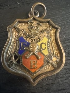 Antique FCB Knights Of Pythias Skull Crossbones Pocket Watch Fob Pendant - Picture 1 of 3