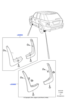 Land Rover Genuine CAT500120PCL Mudflap Fits Range Rover Sport 2005-2009 - Image 1 of 4