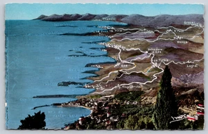 Postcard France La cote d'Azur de Menton a Cannes a Vol d'Oiseau - Picture 1 of 2