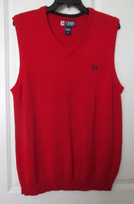 Chaps Ralph Lauren Men's Sweater Vest V-Neck Pullover 100% Cotton Red Size M - Image 1 of 3
