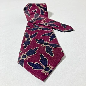 Giorgio Armani Krawatte 100 % Seide Krawatte Burgund Schwarz Blumen Blatt Hergestellt in Italien - Bild 1 von 3