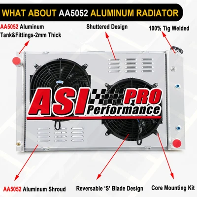 For 1973-87 Chevy C/K C10 C20/30 K10/20 GMC K3500 7.4L 4 Row Radiator+Shroud Fan Foto 1 de 4