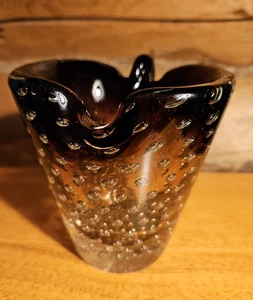 Murano Art Glass Bullicante Controlled Bubbles Vintage 1960's Amethyst & Clear - Picture 1 of 8