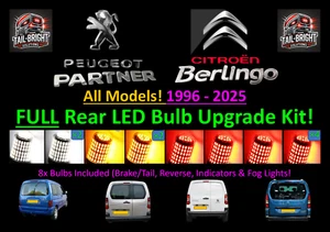 Peugeot Partner Citroen Berlingo Rear LED Upgrade Kit! (x8 LED Bulbs) 1996-2025 - Picture 1 of 15
