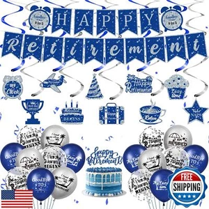 Blue Retirement Decorations for Men Women,Blue Silver Happy Retirement Party - Picture 1 of 5
