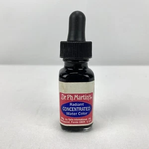 Vtg Dr Ph. Martins Radiant Concentrated Water Color Glass Dropper Bottle Black - Picture 1 of 5