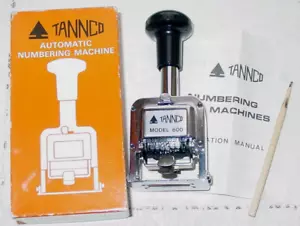 AUTOMATIC NUMBERING STAMP MACHINE 6 Wheel 7 Actions 3/16" Vintage Tannco Japan - Picture 1 of 14