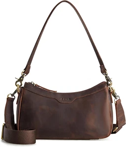 Leather Shoulder Bag for Women Small Crossbody Bags Hobo Purses with 2 Straps - Picture 1 of 7