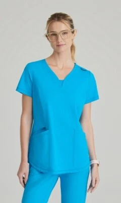 SKECHERS SLIP INS SCRUB TOP IN BOLD AZURE COLOR, IN ALL SIZES #SKT220, NWT - Image 1 of 2