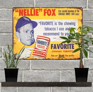 1950s Nellie Fox Tobacco Baseball Advertising Metal Repro Sign 9x12 60087 - Imagen 1 de 1